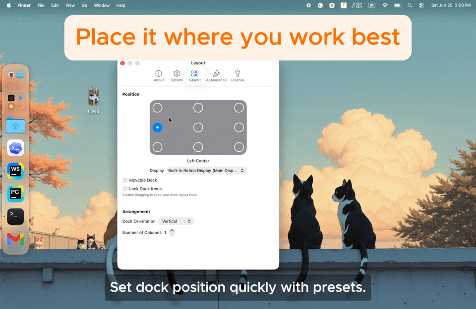 Position Your Dock Anywhere